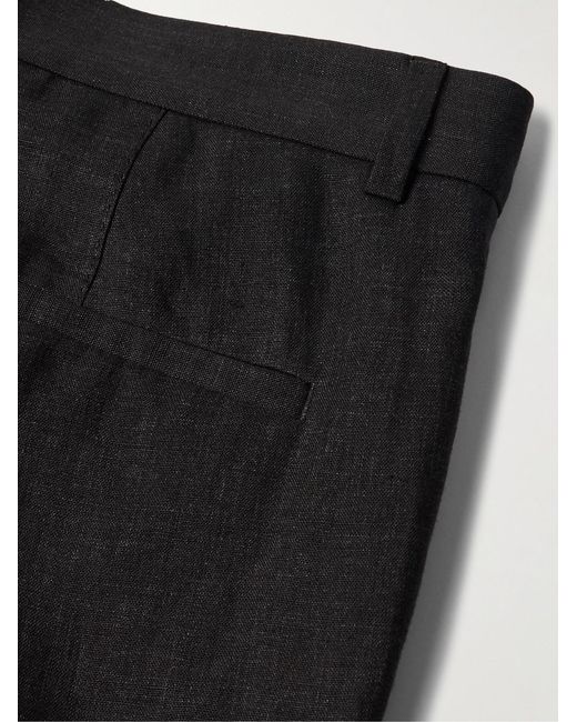 Brunello Cucinelli Black Slim-fit Pleated Linen Suit Trousers for men