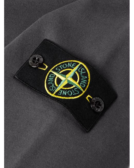 Stone Island Gray Garment-Dyed Logo-Appliquéd Cotton-Jersey Sweatshirt for men