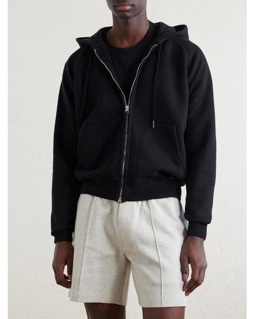 Tom Ford Blue Slim-Fit Cotton-Jersey Zip-Up Hoodie for men