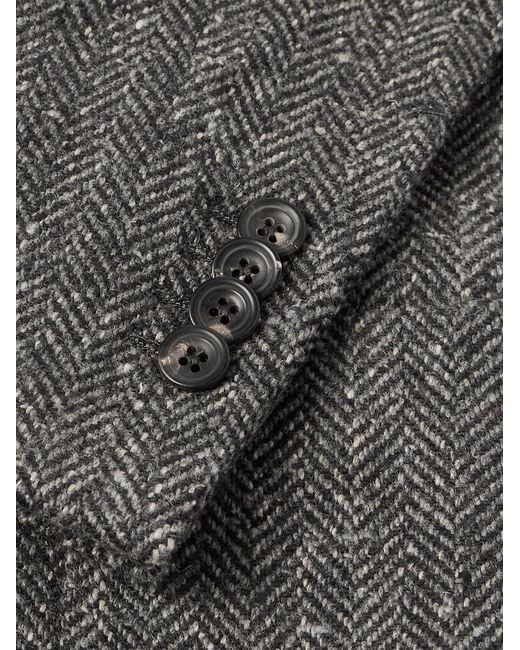 J. Mueser Black Waverly Herringbone Wool Blazer for men