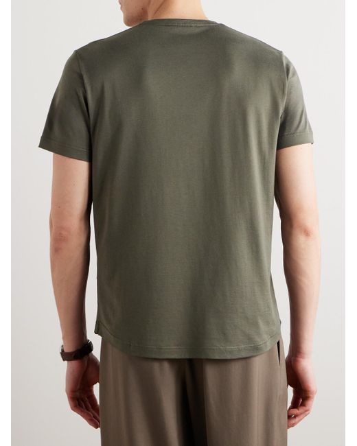 T-shirt slim-fit in misto seta e cotone Soft di Loro Piana in Green da Uomo