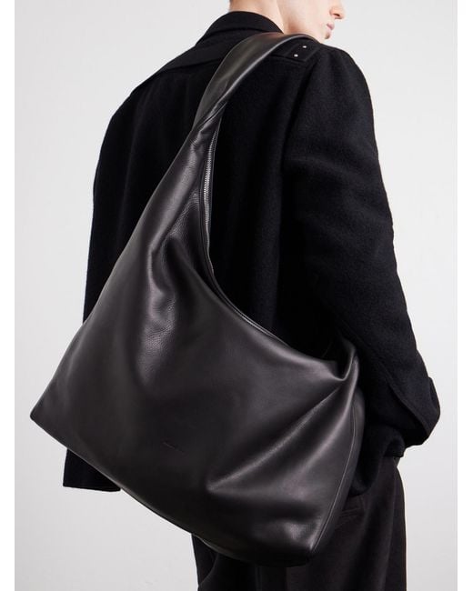 Rick Owens Black Gemini Leather Messenger Bag for men