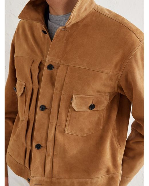 Kaptain Sunshine Natural T-2 Pleated Suede Jacket for men
