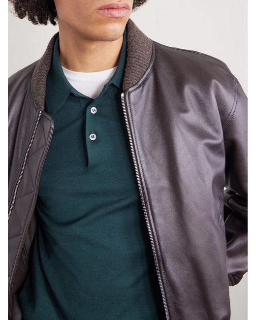 Dunhill Blue Slim-fit Cotton And Mulberry Silk-blend Polo Shirt for men