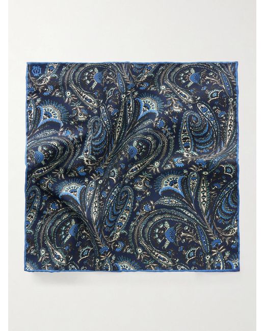 Dunhill Blue Printed Silk-Satin Pocket Square for men
