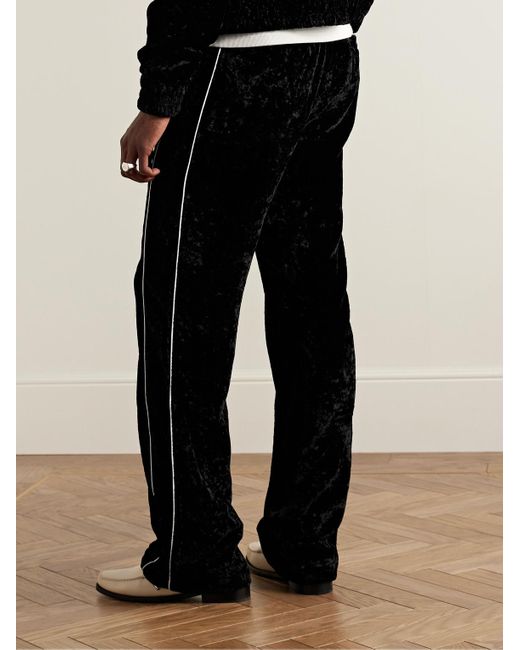 Amiri Black Straight-leg Logo-appliquéd Crushed-velvet Track Pants for men
