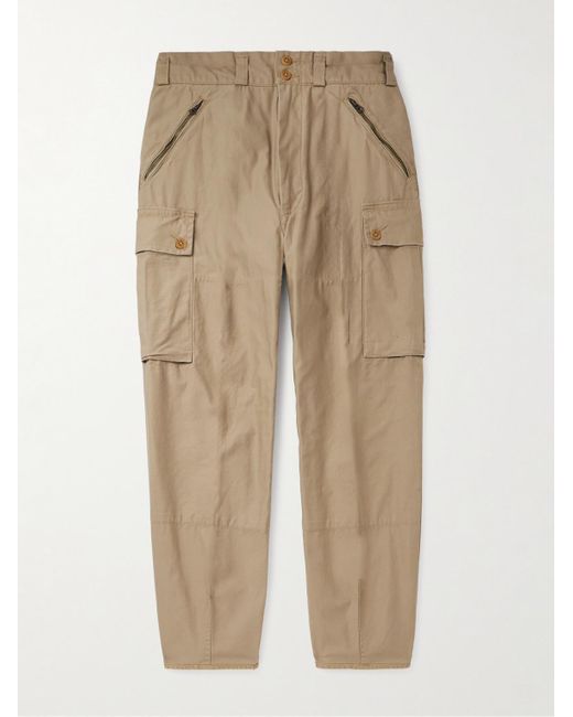 Polo Ralph Lauren Natural Straight-leg Pleated Cotton-sateen Cargo Trousers for men