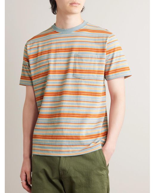 Beams Plus Natural Striped Cotton-jersey T-shirt for men