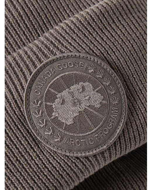 Canada Goose Gray Logo-Appliquéd Wool Beanie for men