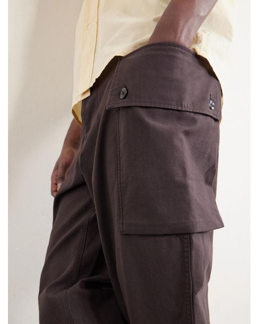 Margaret Howell Brown Straight-Leg Cotton-Twill Cargo Trousers for men