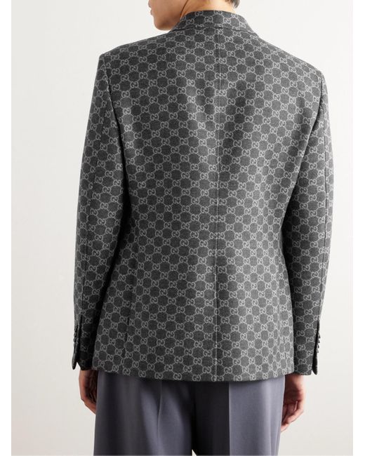 Gucci Gray Monogrammed Wool Suit Jacket for men