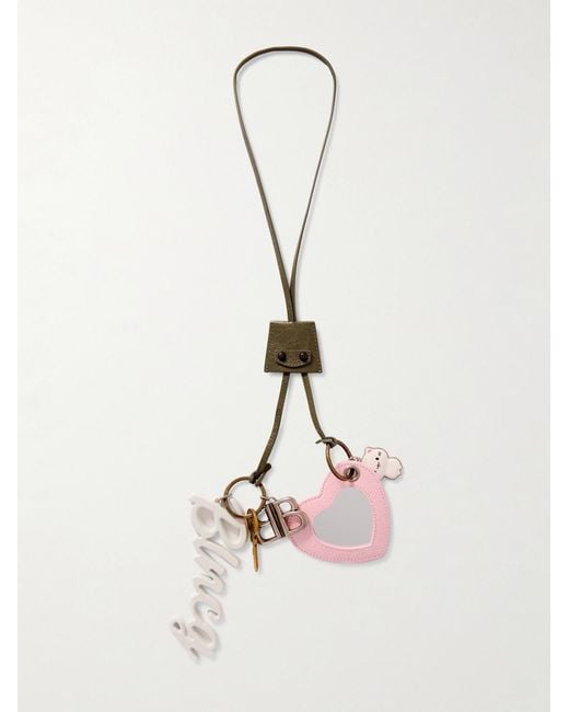 Balenciaga Natural Le City 2 Embellished Textured-Leather, - And-Tone Key Fob for men