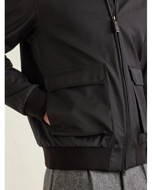 Herno Black Storm System Wool Bomber Jacket for men