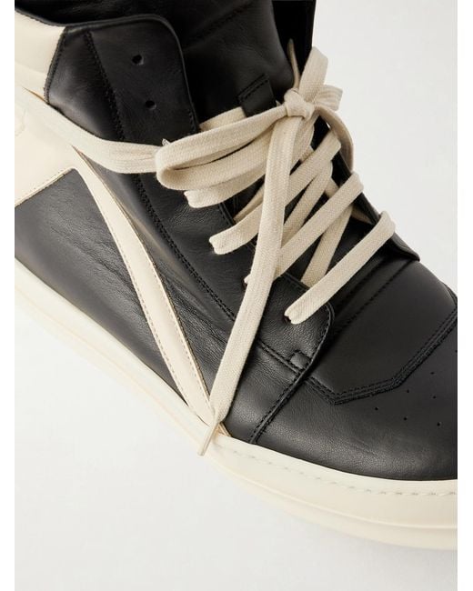 Rick Owens Metallic Geobasket Panelled Leather And Rubber Sneakers for men