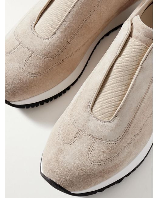 John Lobb White Lift Suede Slip-On Sneakers for men