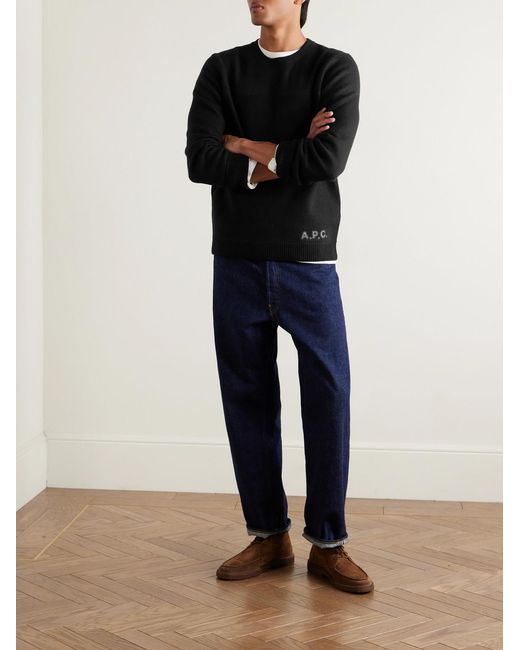 A.P.C. Black Edward Logo-print Virgin Wool Sweater for men