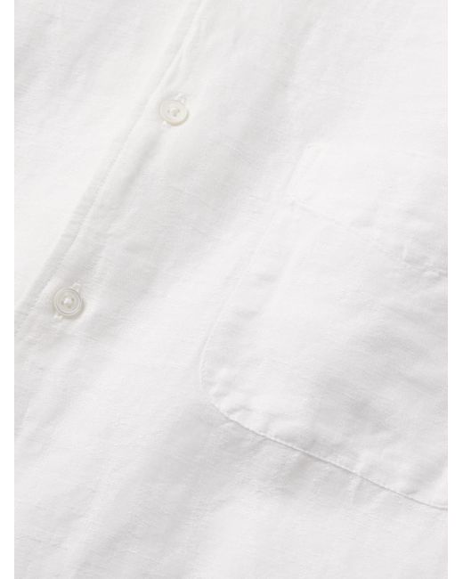 Camicia in misto lino e cotone Bowles di Massimo Alba in White da Uomo