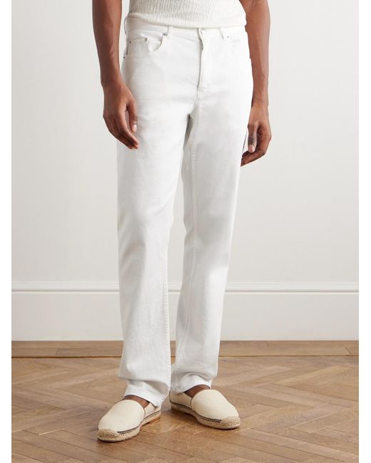 Frescobol Carioca Columbo gerade geschnittene Hose aus Twill aus einer Baumwollmischung in White für Herren