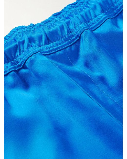 Wales Bonner Gerade geschnittene Shorts aus Satin mit Logostickerei in Blue für Herren