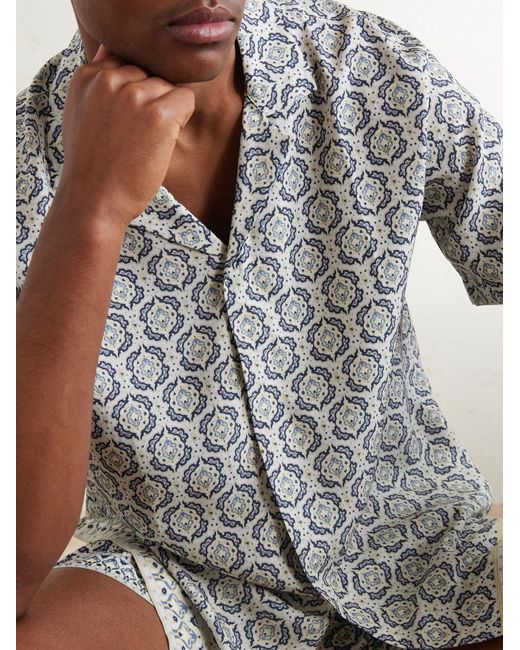 Orlebar Brown Gray Maitan Passetto Camp-Collar Printed Lyocell Shirt for men