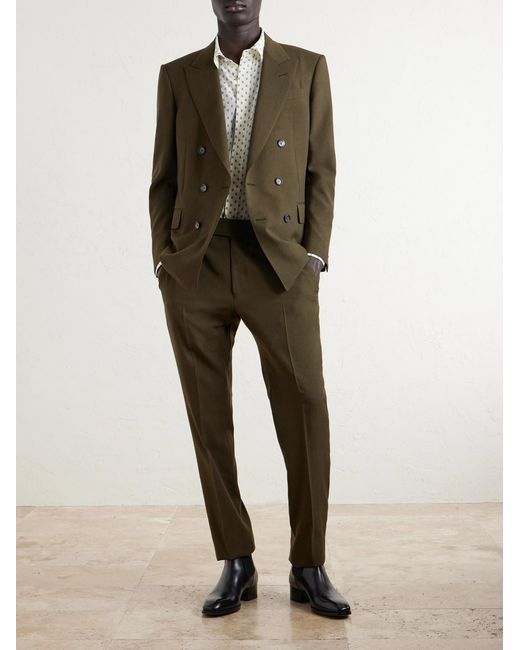 Tom Ford Black Slim-Fit Double-Breasted Wool, Cashmere And Silk-Blend Blazer for men