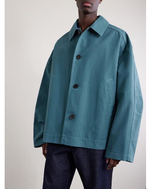 Dries Van Noten Blue Robinson Cotton-Twill Coat for men