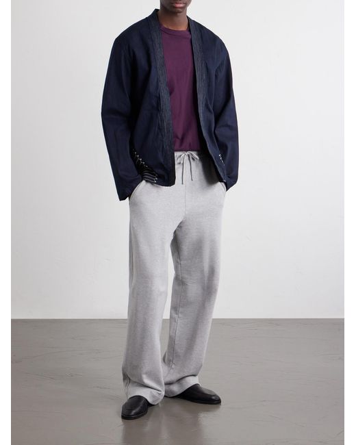 Kapital Blue Kakashi Embroidered Cotton-Twill Overshirt for men