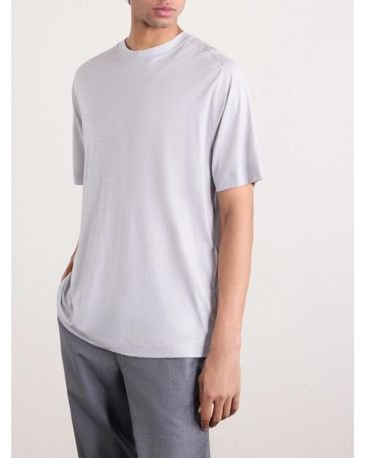 Sease White Runner Logo-print Merino Wool T-shirt for men