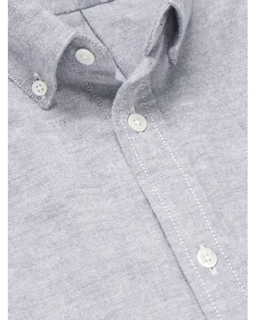 Portuguese Flannel Gray Button-Down Collar Brushed-Cotton Oxford Shirt for men