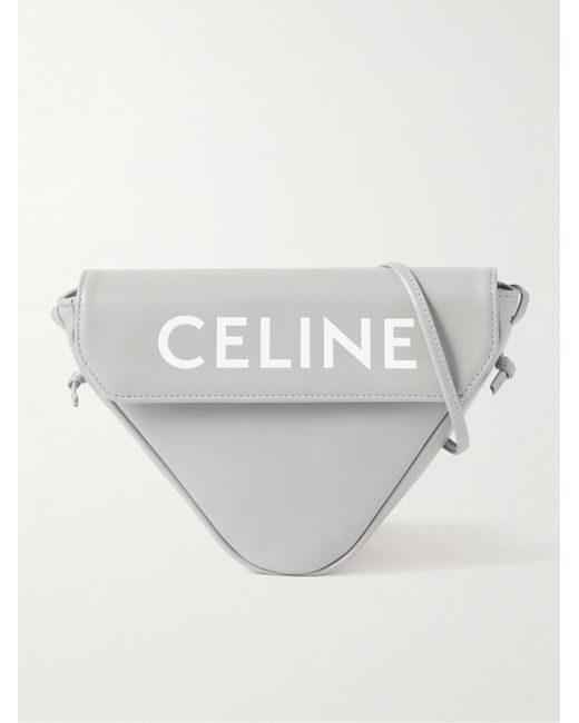 Céline White Logo-print Leather Messenger Bag for men