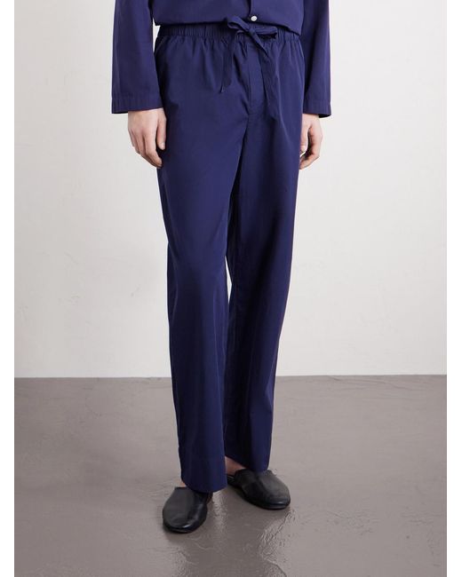 Tekla Blue Straight-Leg Organic Cotton-Poplin Pyjama Trousers for men