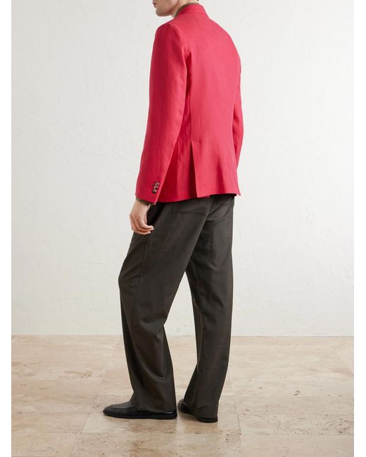 Paul Smith Red Double-Breasted Linen Blazer for men