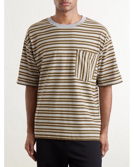 Dries Van Noten Gray Heso Striped Cotton-Jersey T-Shirt for men