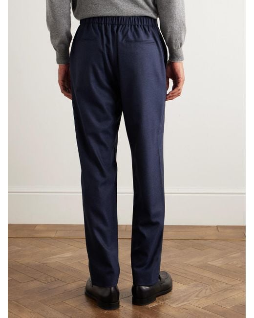 Boglioli Blue Straight-Leg Virgin Wool-Flannel Trousers for men