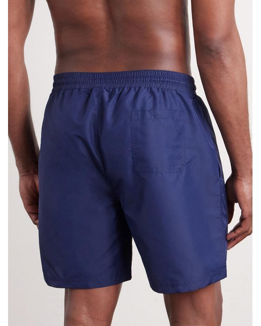 Brunello Cucinelli Blue Straight-Leg Mid-Length Logo-Embroidered Swim Shorts for men