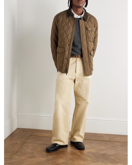 Polo Ralph Lauren Brown Corduroy-Trimmed Padded Quilted Shell Field Jacket for men