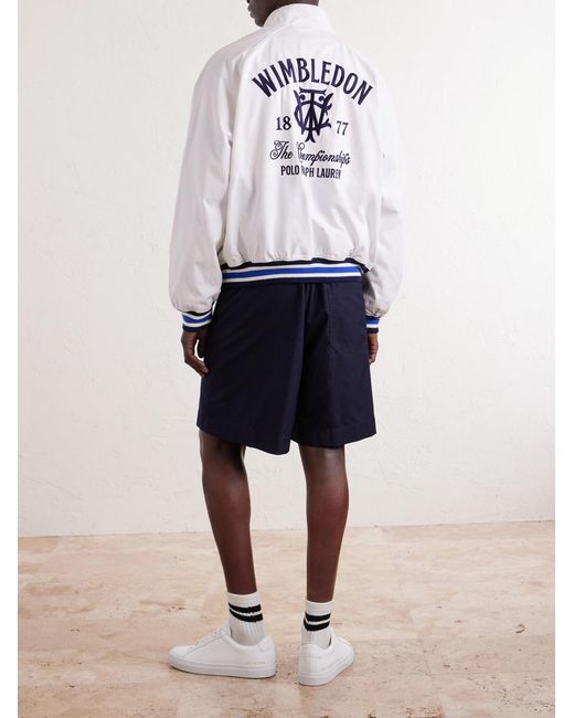 Polo Ralph Lauren White Wimbledon Logo-Embroidered Striped Cotton Blouson Jacket for men
