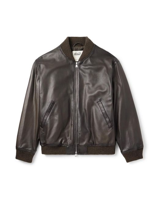 Valstar Gray Oversized Leather Bomber Jacket for men