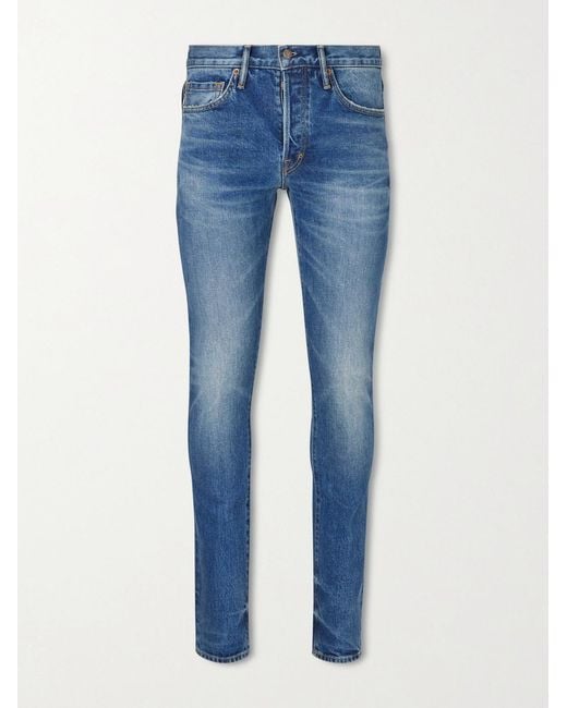 Tom Ford Blue Slim-Fit Straight-Leg Selvedge Stretch Jeans for men