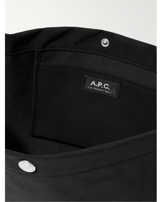 A.P.C. Black Journal Small Logo-Print Recycled-Nylon Messenger Bag for men