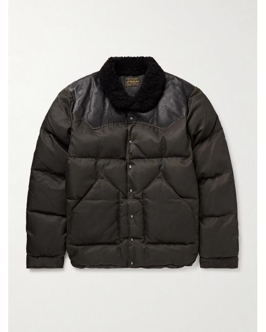RRL Shearling-Collar Leather-Yoke Jacket in Black for Men