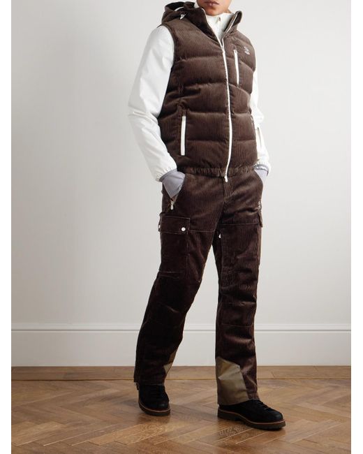 Brunello Cucinelli Brown Straight-Leg Padded Shell-Trimmed Cotton-Corduroy Ski Pants for men