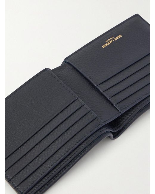 Saint Laurent Blue Logo-appliquéd Full-grain Leather Billfold Wallet for men