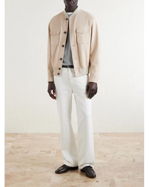 Slowear Natural Suede Bomber Jacket for men