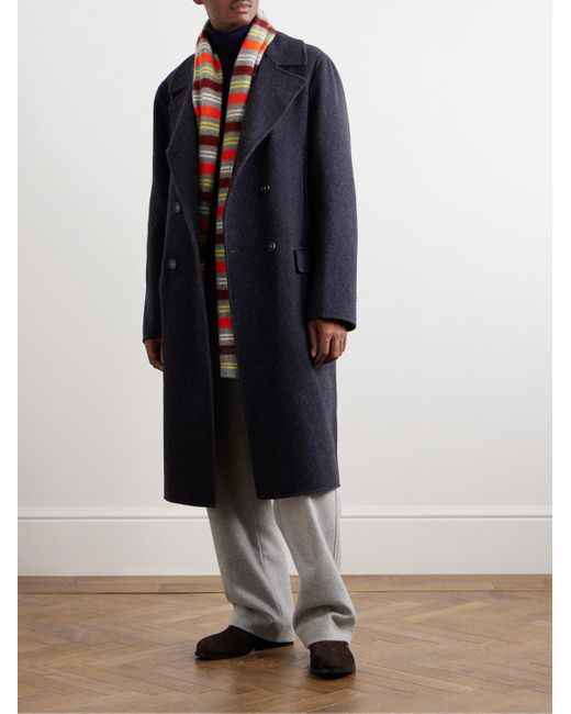 Massimo Alba Blue Double-breasted Wool Coat for men