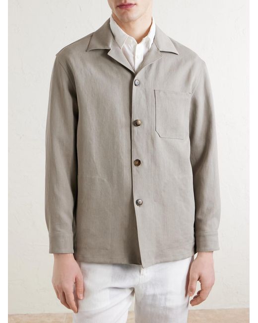 Canali Gray Linen Overshirt for men