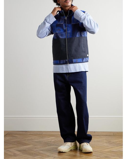 Folk Blue Kate Gibb Signal Shell-Trimmed Wool-Blend Jacquard Gilet for men