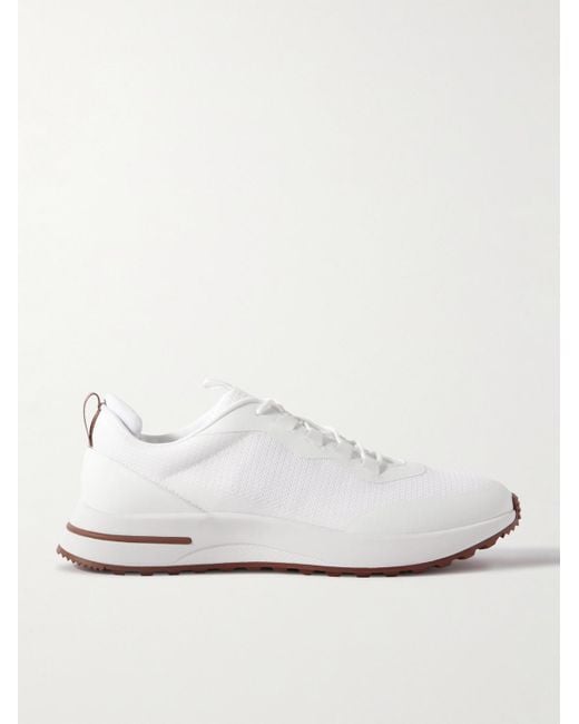Loro Piana White Weekend Walk Leather-trimmed Mesh Sneakers for men