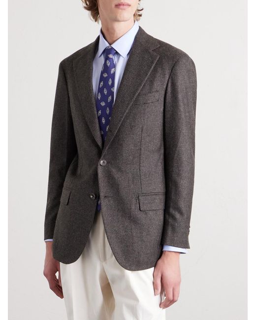 J. Mueser Black Waverly Puppytooth Wool Suit Jacket for men