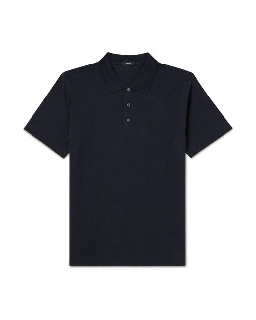 Theory Blue Bron Slub Cotton-jersey Polo Shirt for men